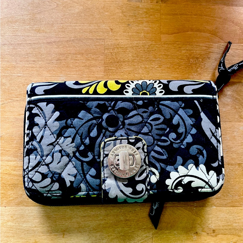 Vera Bradley Black and Yellow Floral Wallet